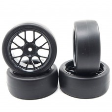 YR (#WL-0100) Spec D CS Wheel Offset +3 Black w/Tire 4pcs For 1/10 Drift