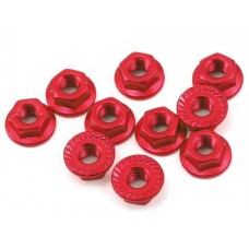 YR YEA-LN-M4S-RD 4mm Aluminum Serrated Lock Nut (5) (Red)